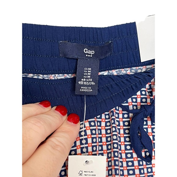 Gap Women's Skirt Retro Look Geo Print Drawstring Short Stretch White Medium NWT - Picture 5 of 8